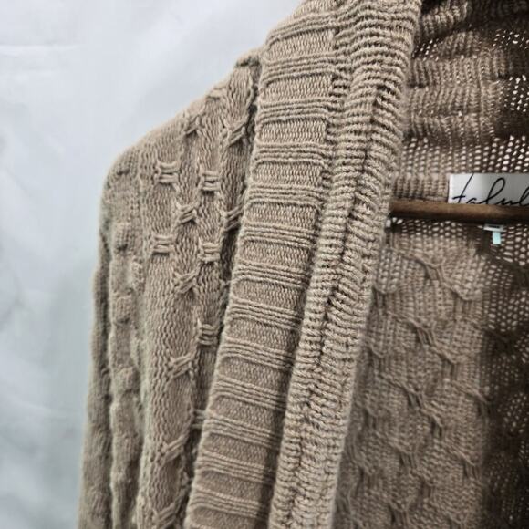Anthropologie Sweater Womens XXS Brown Cardigan Wool Open Talula Basketweave - Picture 2 of 11